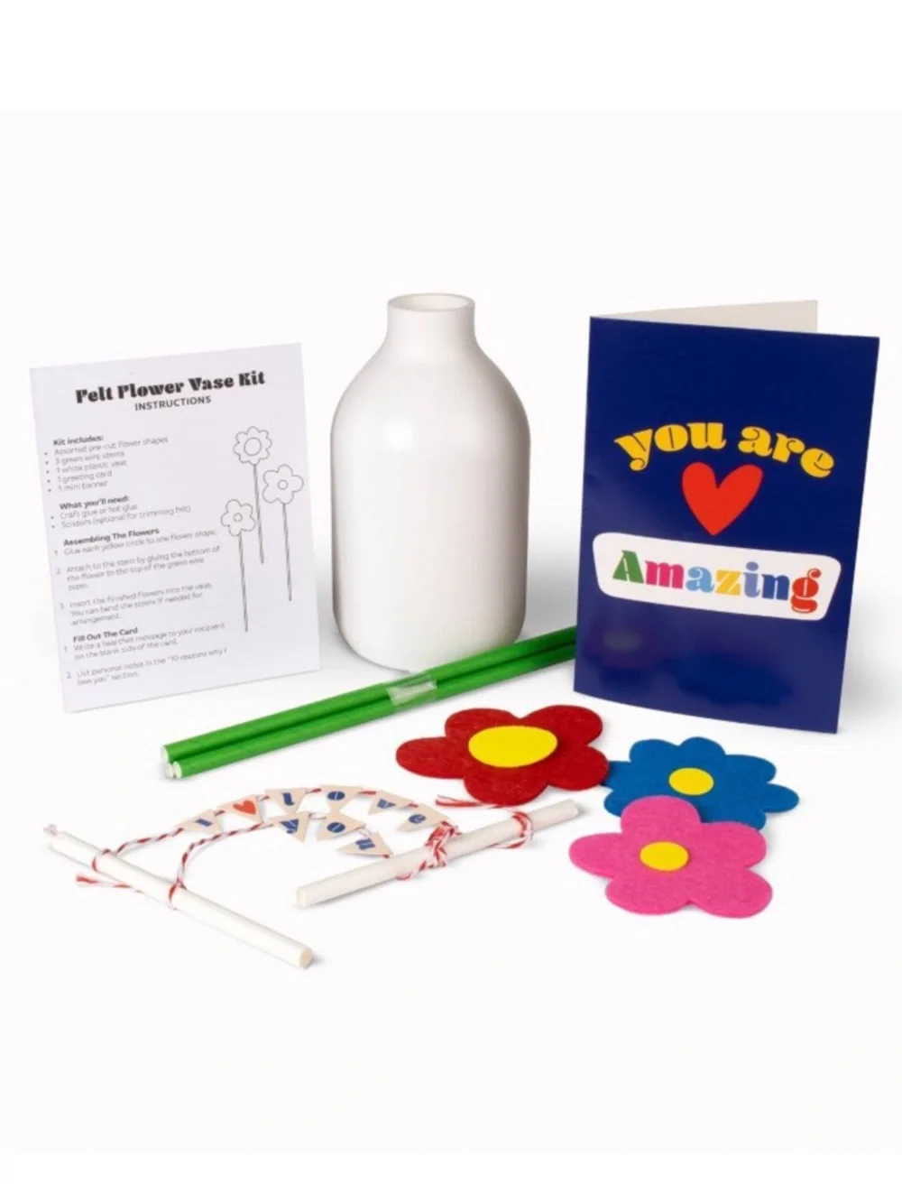 Felt flower craft kit You Are Amazing Party White Vase NEW Target